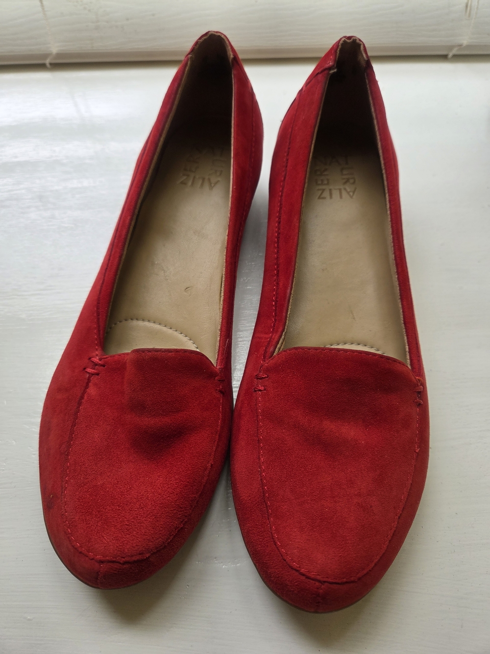 Naturalizer Red Suede Women's Loafers - Slip-On Flats 8N